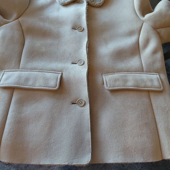 Lands End Women's Tan Sherpa Coat Size Small Petite 6-8 - Picture 6 of 16